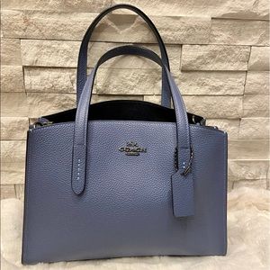 Coach Charlie 28 Carryall in Pebble Leather - Stone (blue/gray)